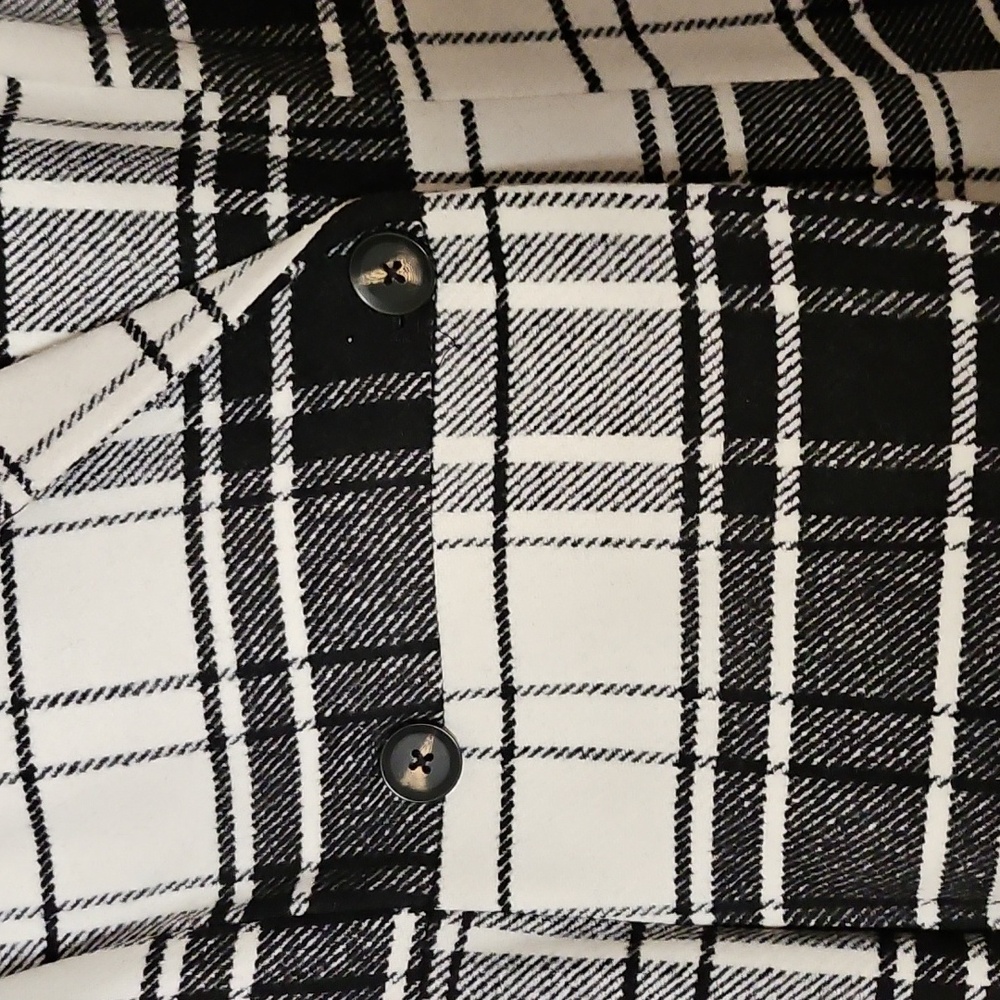 Black and White Plaid Women's Coat - Picture 2 of 8